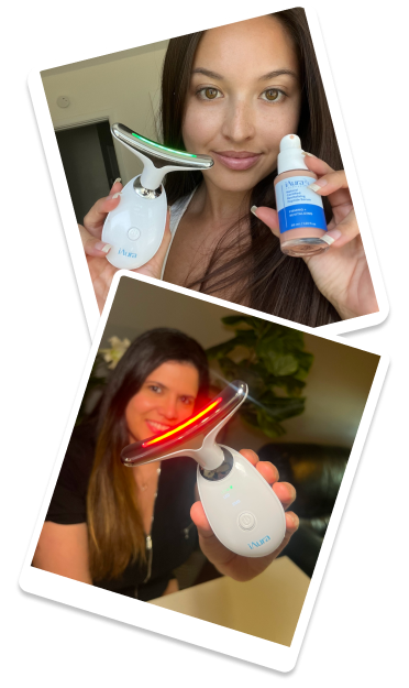 images of 2 iaura users holding up the device