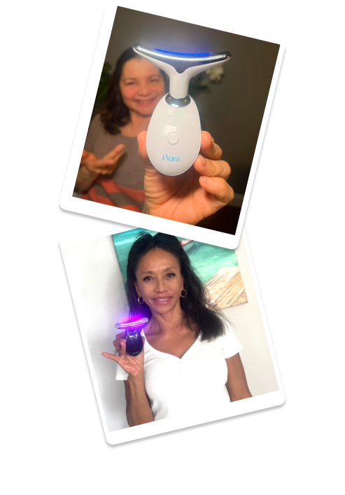 images of 2 iaura users showing the device